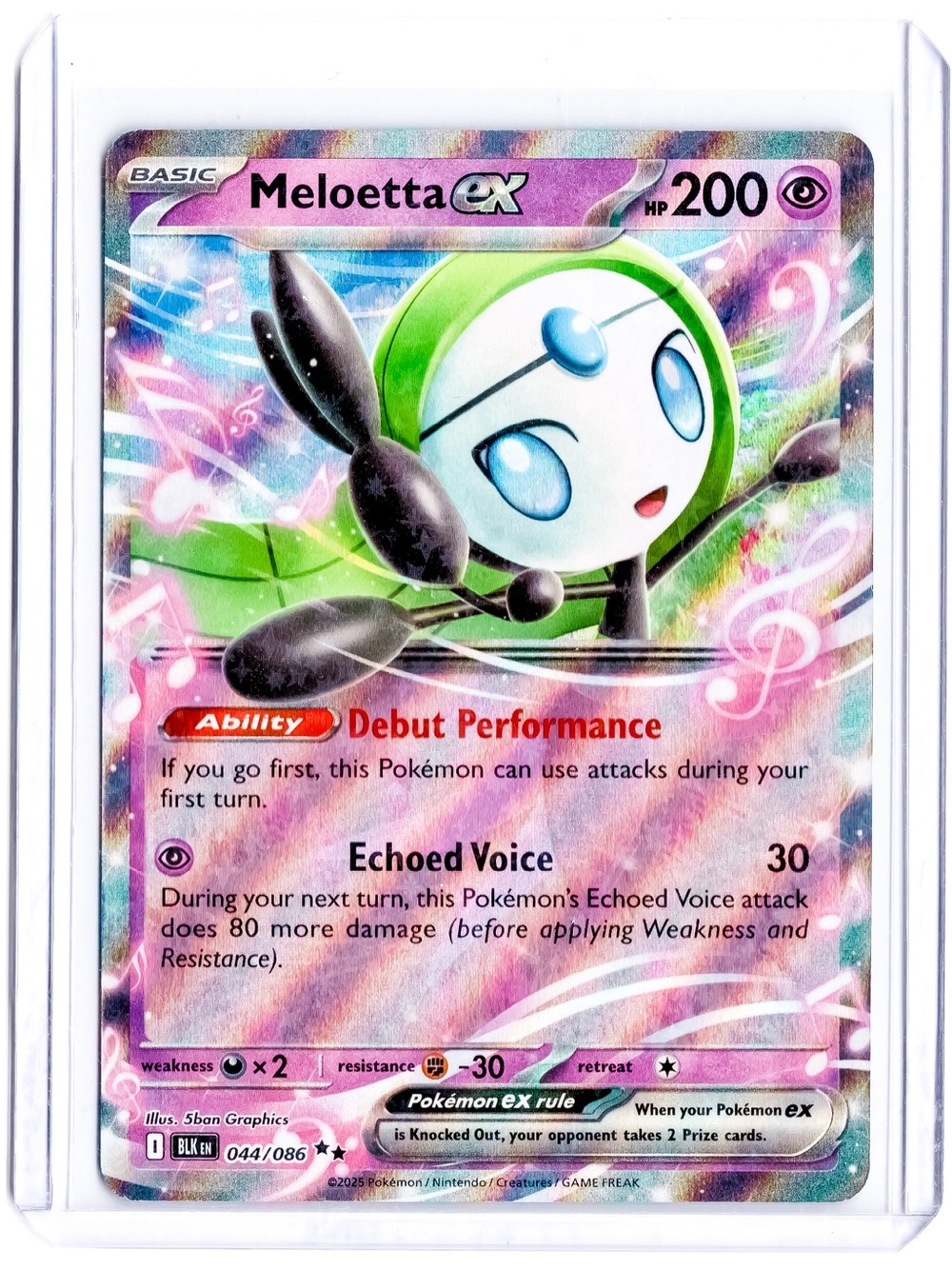 Meloetta 044/086 EX Black Bolt NM Pokemon Trading Card
